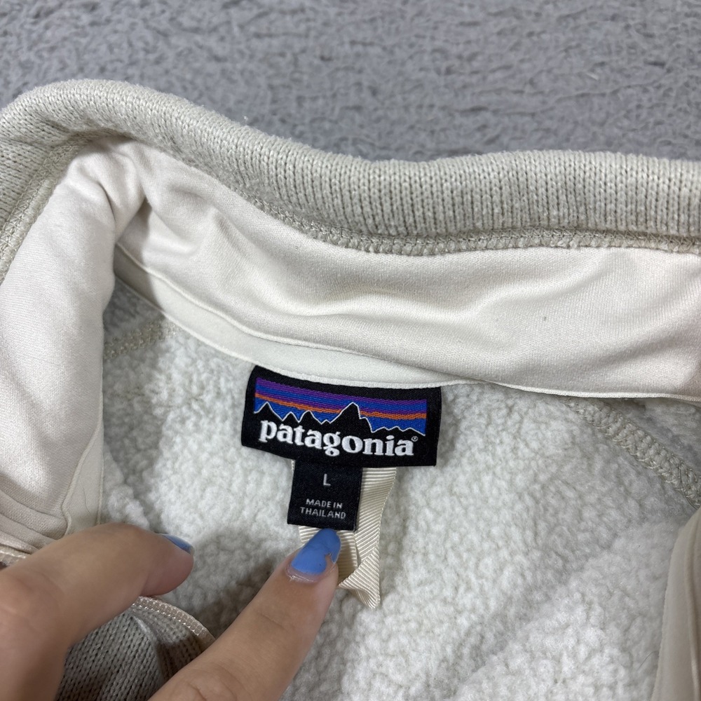 Patagonia Better Sweater Womens Large 1/4 Zip Pullover Off White Fleece Outdoors - Picture 3 of 9